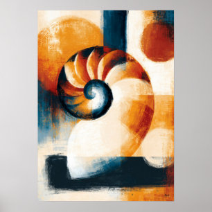 Uzumaki Spiral Shell Japanese Organic Modern Abstr Poster