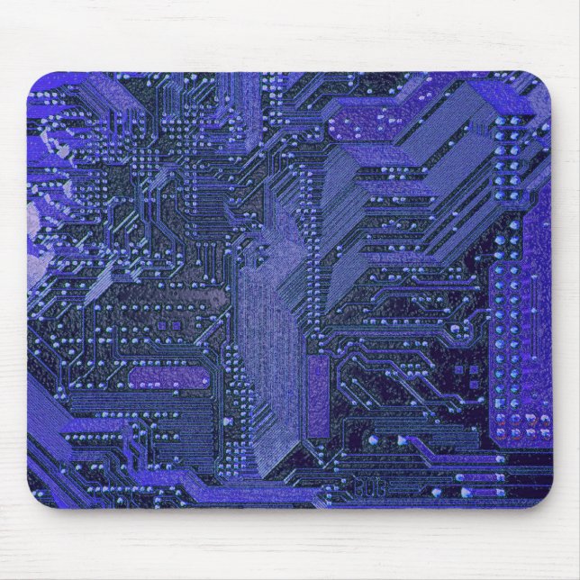V1/V2 Blue Cyber Circuits, Cyberpunk Tech Mouse Pad (Front)