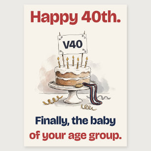 V40 Cake Funny 40th Birthday Card for a Runner