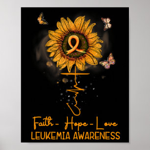 V5az Sunflower Orange Ribbon Christian Leukaemia A Poster