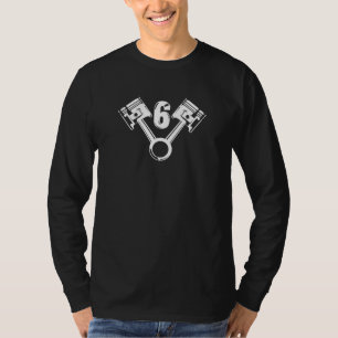 V6 Engine Design for Six Cylinder Car Fans T-Shirt