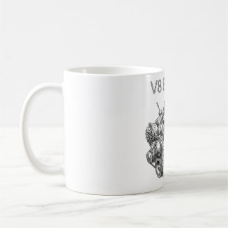 V8 engine pencil sketch drawing coffee mug