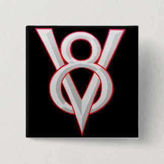 V8 symbol 15 cm square badge