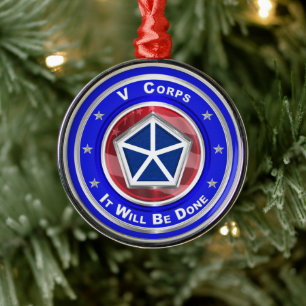 V Corps Christmas Keepsake Metal Ornament