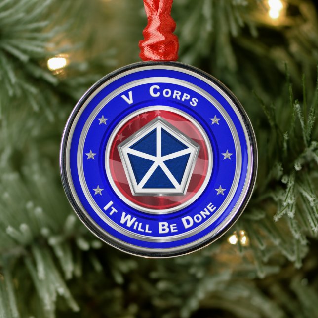 V Corps Christmas Keepsake Metal Ornament (Tree)