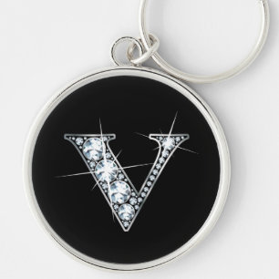 "V" Diamond Bling Keychain