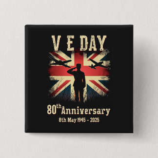 V-E Day 80th Anniversary Victory In Europe WWII 15 Cm Square Badge