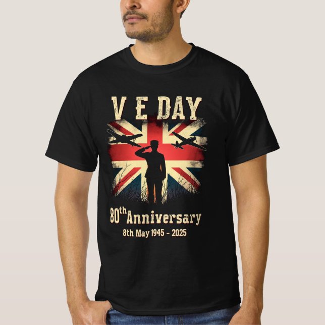 V-E Day 80th Anniversary Victory In Europe WWII T-Shirt (Front)