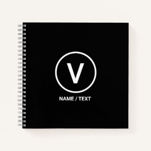 V for Vegan diet logo natural personalised Noteboo Notebook
