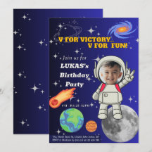  V For Victory V For Fun Astronaut Boy Birthday 