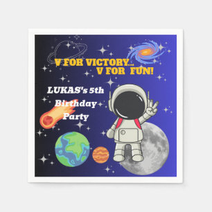 V For Victory V For Fun Astronaut Boy Birthday Napkin