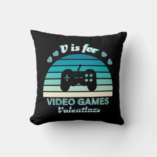V for Video Games Not Valentines - Funny Retro Col Cushion