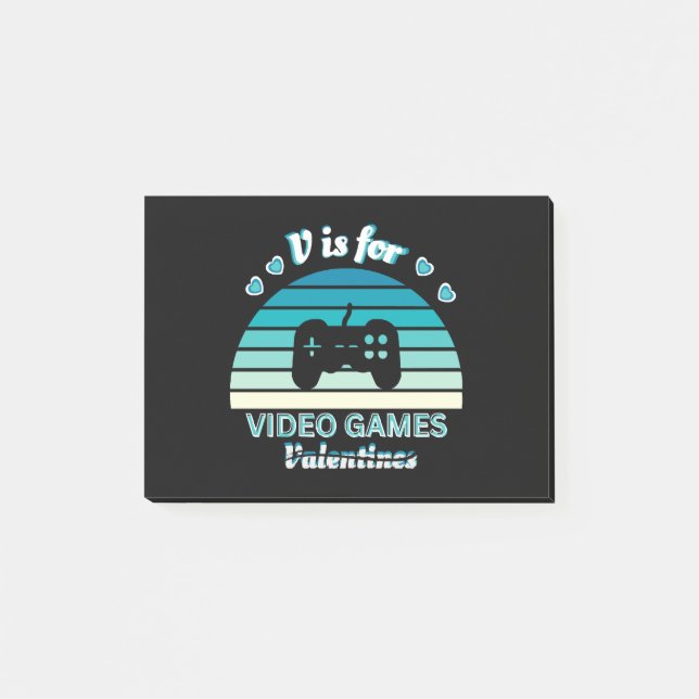 V for Video Games Not Valentines - Funny Retro Col Post-it Notes (Front)