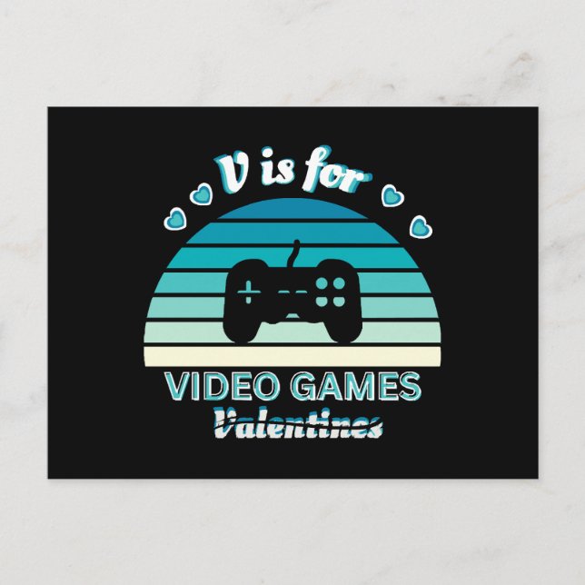 V for Video Games Not Valentines - Funny Retro Col Postcard (Front)