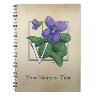 V for Violet Flower Alphabet Monogram Notebook