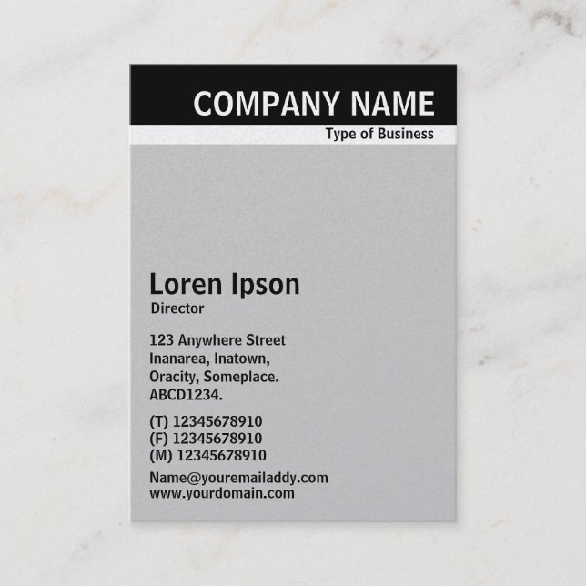 V Header Band - Black with Grey CCCCCC (Gold) Business Card (Front)