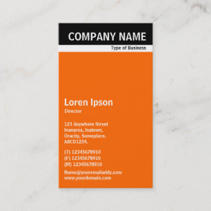 V Header Band - Black with Orange FF6600 Business Card