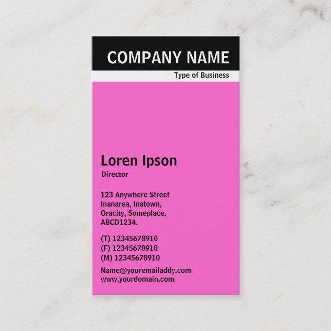 V Header Band - Black with Pink FF66CC Business Card (Front)