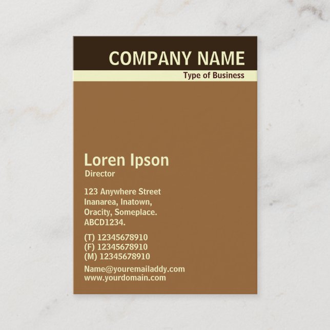 V Header Band - Dark Brown, Cream and Brown Business Card (Front)