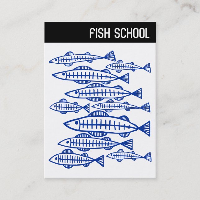 V Header - FISH SCHOOL - Navy Business Card (Front)