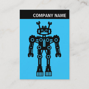 V Header - Photo - Robot - Blue 33CCFF Business Card