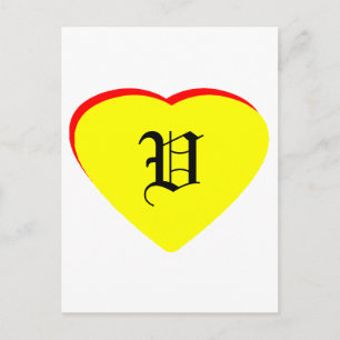 "V" Heart Yellow Red Wedding Invitation The MUSEUM
