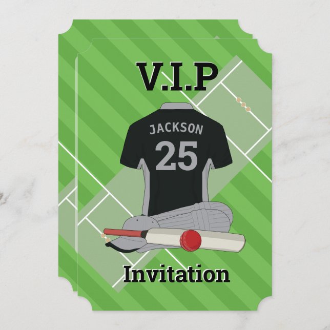 V.I.P Cricket (BLSL) Birthday Party Invitation (Front/Back)