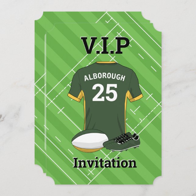 V.I.P Rugby (DGY) Birthday Party Invitation (Front/Back)