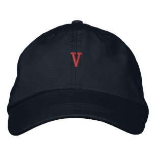 V Initial Maritime Blue Headwear Navy Adjustable Embroidered Hat