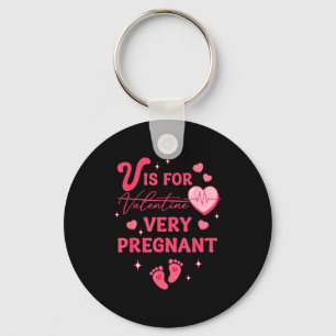 V is for pregnant valentine's pregnancy key ring