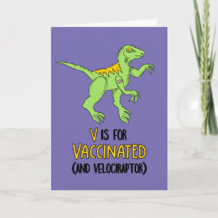V is for Vaccinated Let's Get Together Dinosaur Card