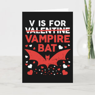 V Is For Vampire Bat Funny Valentine Card