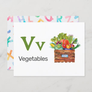 V is for Vegetables - Alphabet Flash Card