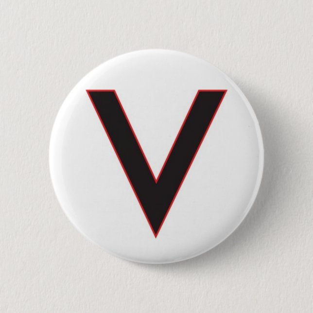 v is for victory 6 cm round badge (Front)