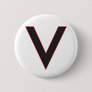 v is for victory 6 cm round badge