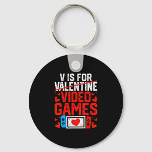 V Is For Video Game Gifts Funny Valentines Day Gam Key Ring