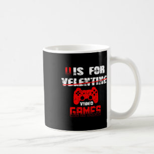 V Is For Video Games Boys Valentines Day Kids Son Coffee Mug