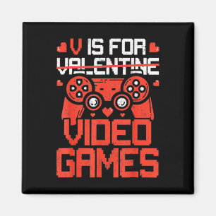 V Is For Video Games Funny Valentine Day Gamer Boy Magnet