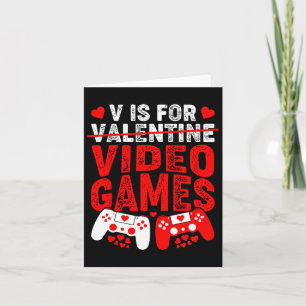 V Is For Video Games Funny Valentines Day Gamer Card
