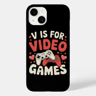 V Is For Video Games Funny Valentines Day Gamer Case-Mate iPhone 14 Case