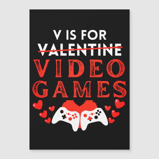 V Is For Video Games Funny Valentines Day Gamer Ho (Front)