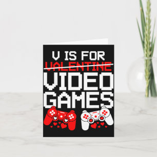 V Is For Video Games Funny Valentines Gamer Love Card