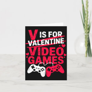 V is for video games gamer fun valentine's day card