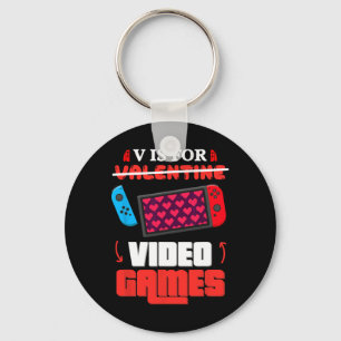 V Is For Video Games Heart Gamer Valentine Day Boy Key Ring
