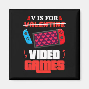 V Is For Video Games Heart Gamer Valentine Day Boy Magnet