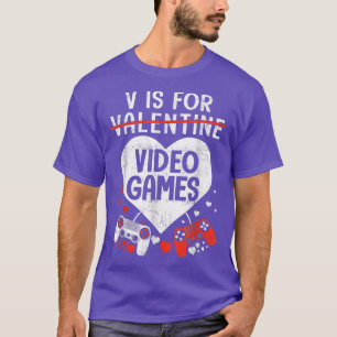 V is for Video Games Matching Family Valentines D T-Shirt