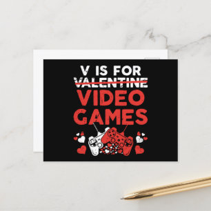 V Is For Video Games Valentine Gamer Postcard
