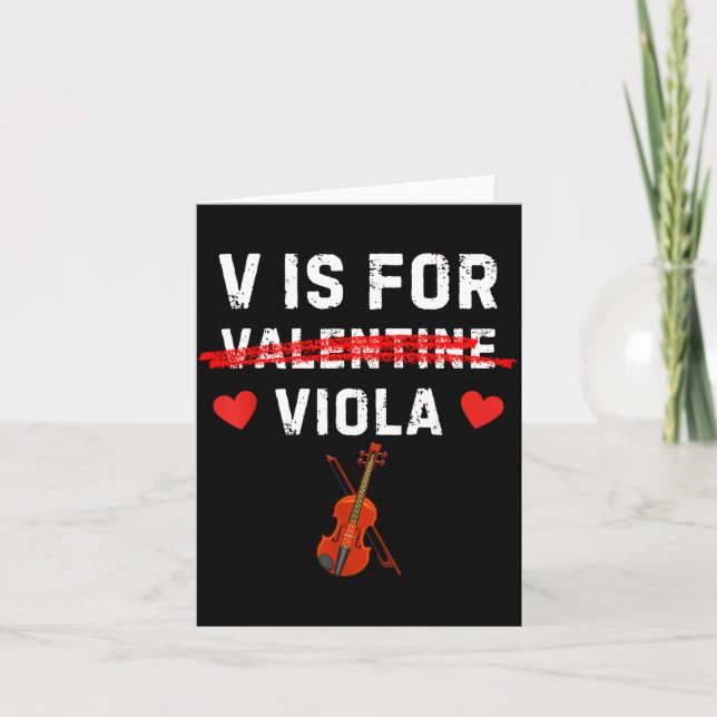 V Is For Viola Funny Violist Music Valentine  Card (Front)