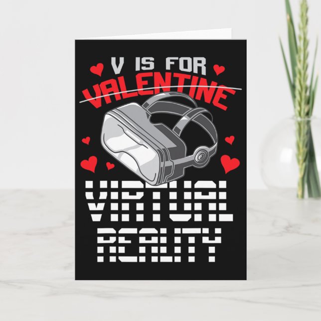 V Is For Virtual Reality Funny Retro Valentine Vr  Card (Front)