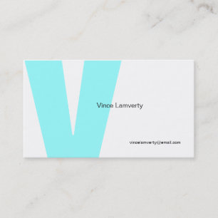 V Letter Alphabet Business Card White Blue